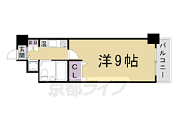 京都市営烏丸線 五条駅 徒歩6分の賃貸マンション 2階1Kの間取り