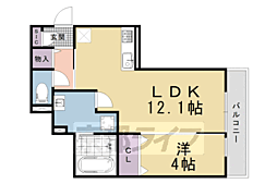 JR東海道・山陽本線 西大路駅 徒歩12分の賃貸アパート 1階1LDKの間取り