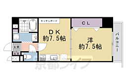京都市営烏丸線 四条駅 徒歩10分の賃貸マンション 4階1DKの間取り