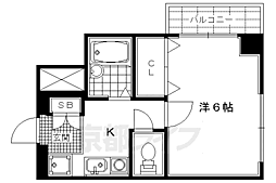 ＤＥＴＯＭ‐1千本智恵光院 5階1Kの間取り
