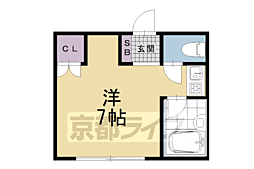 京都地下鉄東西線 東山駅 徒歩3分の賃貸マンション 2階ワンルームの間取り