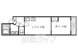 京都市営烏丸線 五条駅 徒歩6分の賃貸マンション 4階1LDKの間取り