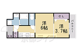 CRESTTAPP京都二条 2Kの間取図画像