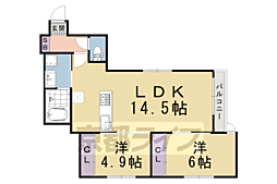 アドバンスコート四条堀川 2LDKの間取図画像