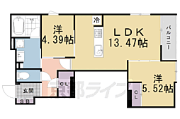 グラン・リシェス六角 2LDKの間取図画像