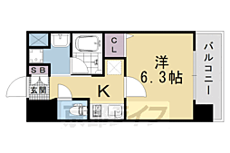 アスヴェル京都堀川高辻 1Kの間取図画像