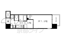 エステムコート京都河原町プレジール 1DKの間取図画像