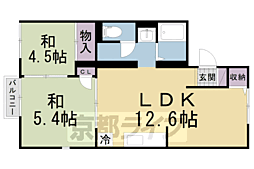 奥野ハイツ 2LDKの間取図画像