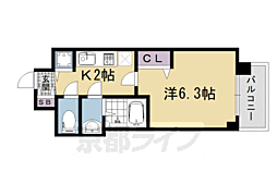 プレサンス京都五条天使突抜 1Kの間取図画像