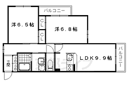 リジェール御池 2LDKの間取図画像