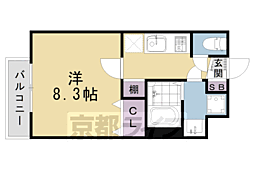 プレサンス京都洛南 1Kの間取図画像