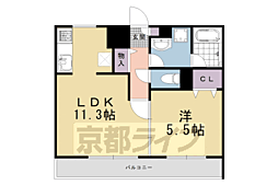 アンジュ京都天神川 1LDKの間取図画像