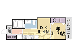 RAN-NIJO 1DKの間取図画像