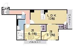 シャーメゾン京都旧二条 2LDKの間取図画像