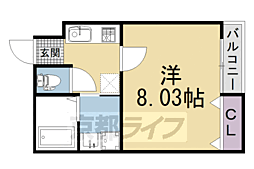 京都市右京区西京極東池田町マンション 1Kの間取図画像