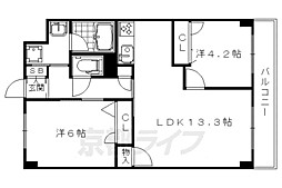 セントリヴィエ二条 2LDKの間取図画像