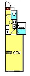 クリスタルセーディア 1Kの間取図画像