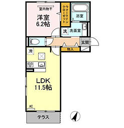 D-room戸原東 1LDKの間取図画像