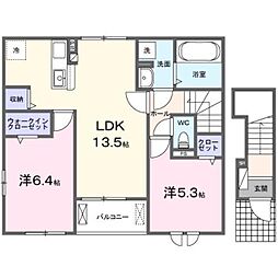 IMコートkasii1 2LDKの間取図画像
