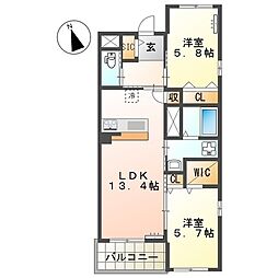 La maison du reve (ラ・メゾン・デュ・レー 2LDKの間取図画像