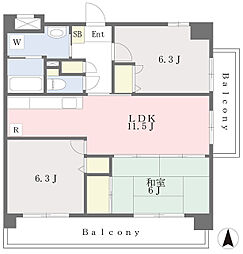チュリス門松 3LDKの間取図画像