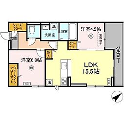 福岡市東区松島1丁目アパート 2LDKの間取図画像