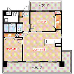クリムゾン博多2 2LDKの間取図画像