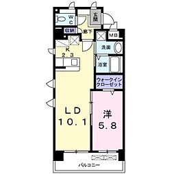 プレステージ空港東 1LDKの間取図画像
