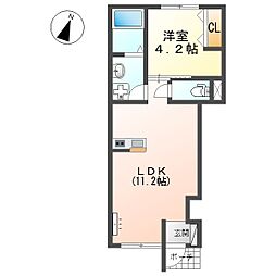 フラワーコート別府西 1LDKの間取図画像