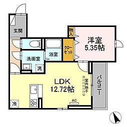 D-room箱崎 1LDKの間取図画像
