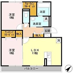 オッツ丸善 2LDKの間取図画像