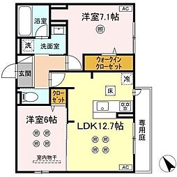 D-ROOM香住ヶ丘公園II 2LDKの間取図画像