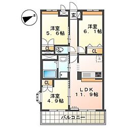 Ｗｅａｌｔｈ Ｖｉｅｗ 新宮 1階3LDKの間取り