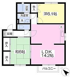 ベルエポックＢ 2階2LDKの間取り