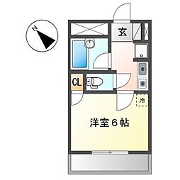 ピュアプレイス香椎 1Kの間取図画像