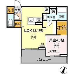 ルミナス空港東 1LDKの間取図画像