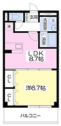 アンプルール・フェールFine香椎 1LDKの間取図画像