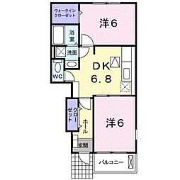 サンリット 2DKの間取図画像