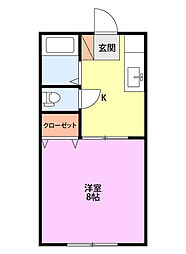 ラズベリーハウス 1Kの間取図画像