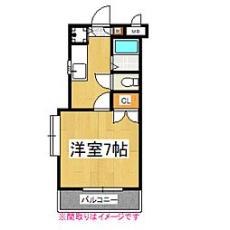 京王線 下高井戸駅 徒歩6分の賃貸マンション 2階1Kの間取り