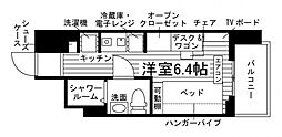 学生会館 The Park Hive 仙台支倉[食事付き] 6階ワンルームの間取り