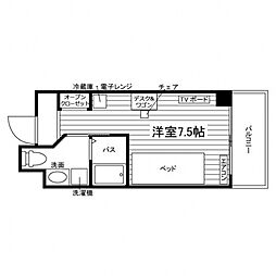 学生会館ライムコート愛宕 ワンルームの間取図画像