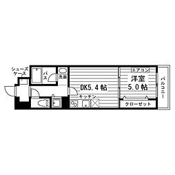メルベーユ二日町 1DKの間取図画像