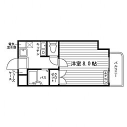 ソレアード木町 1Kの間取図画像