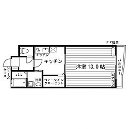 アルソ矢幅 3階1Kの間取り