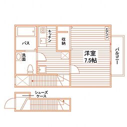 ソレイユマノワール 1Kの間取図画像