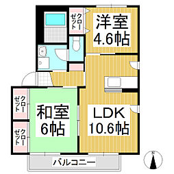 バリュージュトラウムC 2階2LDKの間取り