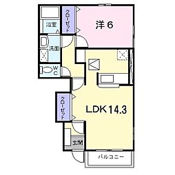 エーデルハイムツバサＢ（大東） 1階1LDKの間取り