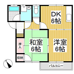 ハイツアクイール 1階2DKの間取り