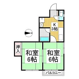 ハイツ西川 2階2Kの間取り
